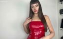 Lady Medusa: Glänzendes rotes pvc-kleid necken - findom mindfuck