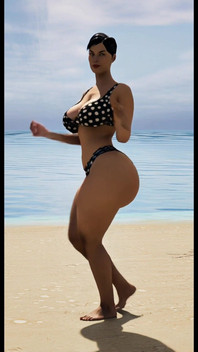 Mrs. Gunther Shaking It at the Beach