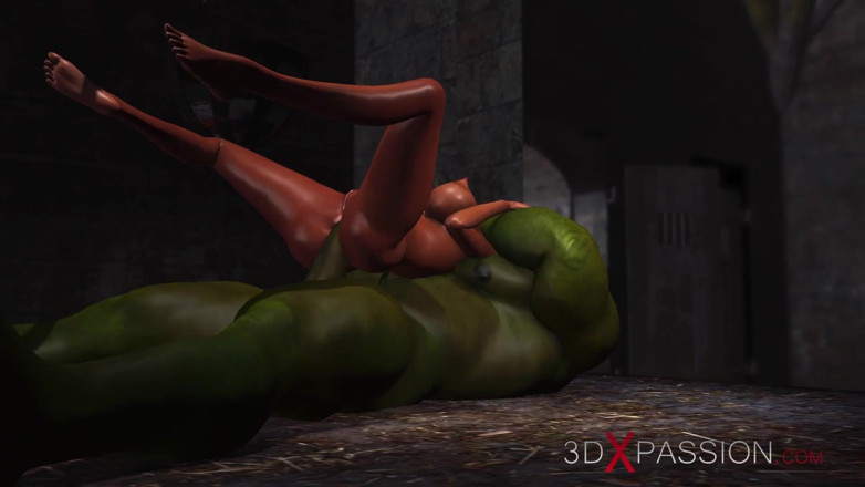 3dxpassion: Young anal sex slave gets fucked by a big green...