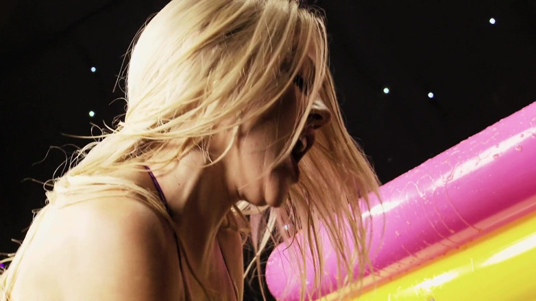 A Lesbian World: Blonde and brunette lesbians get down and dirty in a...