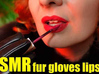Arya Grander: Lipstick fetish video - lady in fur close ups