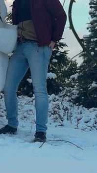 Quick Outdoor Fuck on Snow in a Snow-white Fur Coat