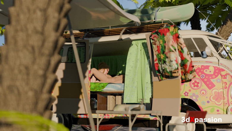 3dxpassion: Seks przy drodze wibracje w malowanym furgonetce - niechlujny obciąganie, odwrotny...