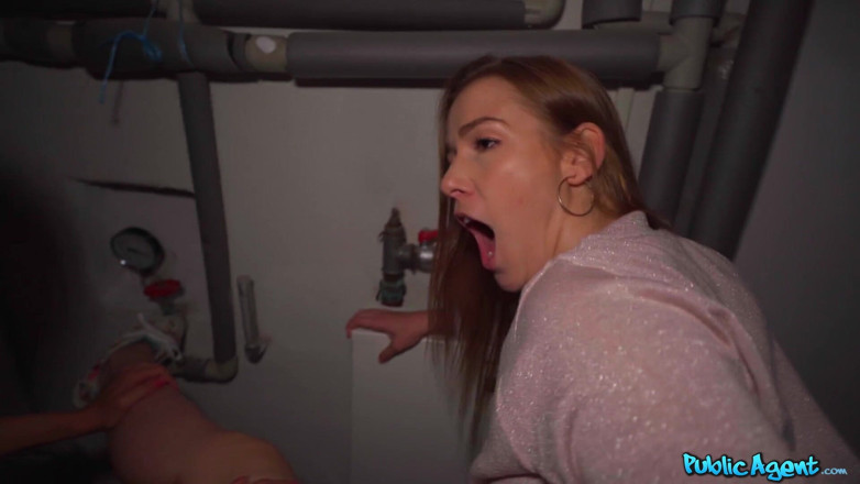 Public Agent: Public Agent - Lucky Agent in Basement Threesome with Alexis Crystal...