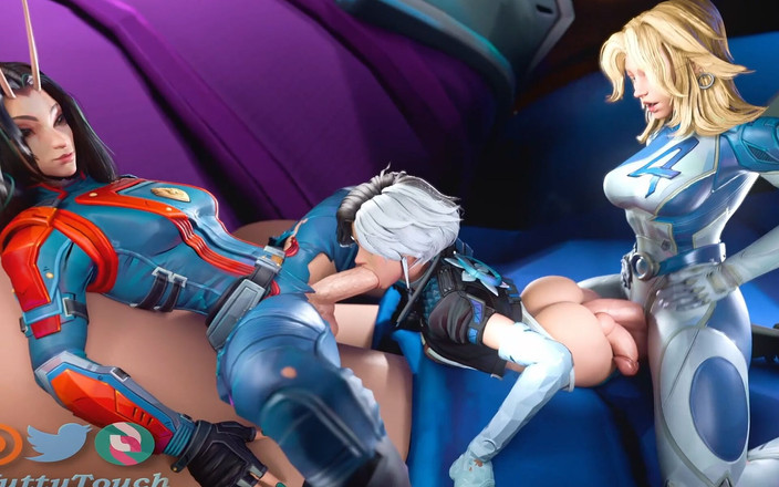 Hatano Oshidax: Nuttytouch in un intenso trio hardcore: anale, deepthroat e azione...