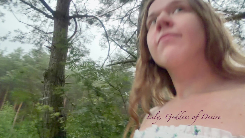 Lily, Goddess of Desire: Teen Shows Tits and Asshole During a Storm in the...