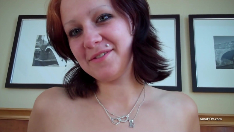 AmaPOV: Rubbing shaved teen pussy while she strokes me