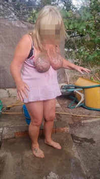 Mud Muddy Tits Outside Pink Babydoll