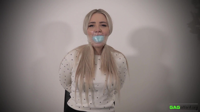 Gag Attack: Aubrey - clear tape gags