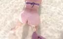 Sweety play: Pissing on her ass on the beach