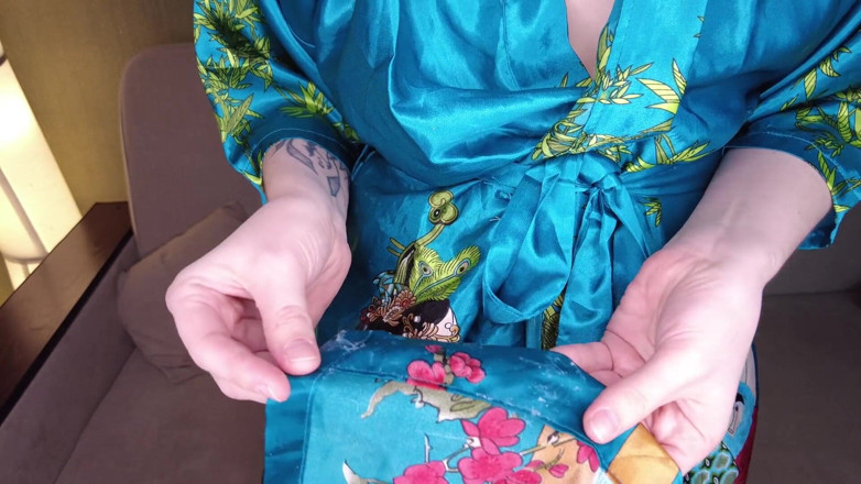 Stacy Moon: Stuffing silky robe in my wet but tight pussy