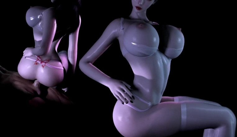 Anime strip club: 3D Curvă asiatică cu țâțe uriașe scuturându-și fundul mare