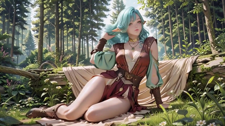 Seraphina Vale: Forest Fantasy! Green-haired Mage &amp; Blue Elf in a Private Walk