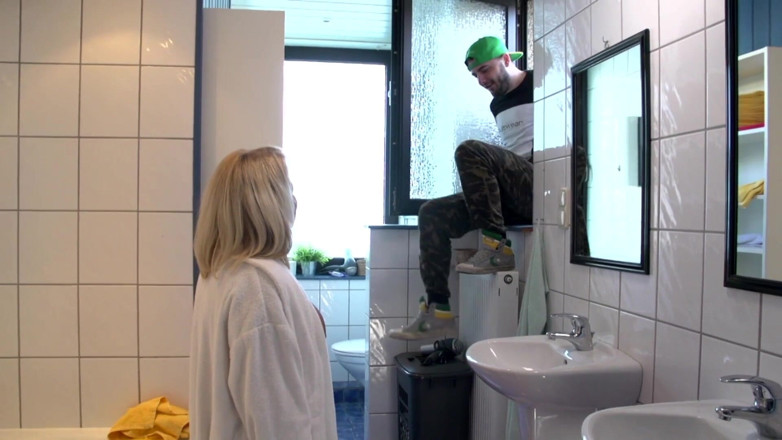 FUCK PARTY XXX and VINTAGE PARTY: Lucky tattooed MILF fucked hard in the bathroom