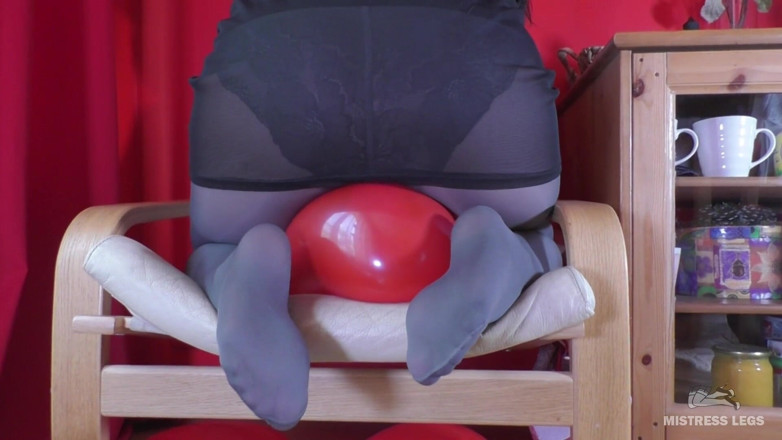 Mistress Legs: Mistress in gray opaque pantyhose and high heels plays with...