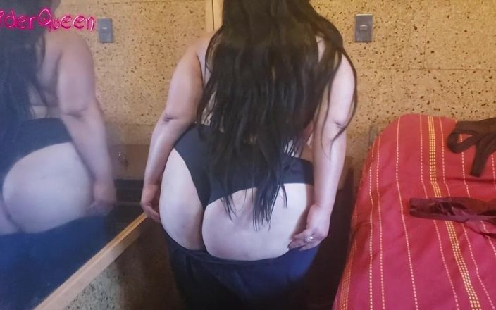 Riderqueen BBW Step Mom Latina Ebony: Velká kráska převléká normální oblečení na sexy oblečení