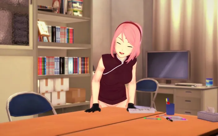 H3DC: 3D Hentai Sakura Masturbates at the Edge of the Table