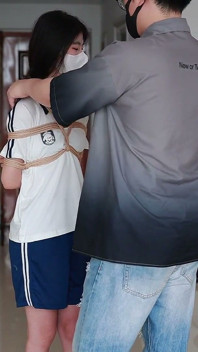 The Innocent Girlfriend Is Bound with Ropes in Her School Uniform