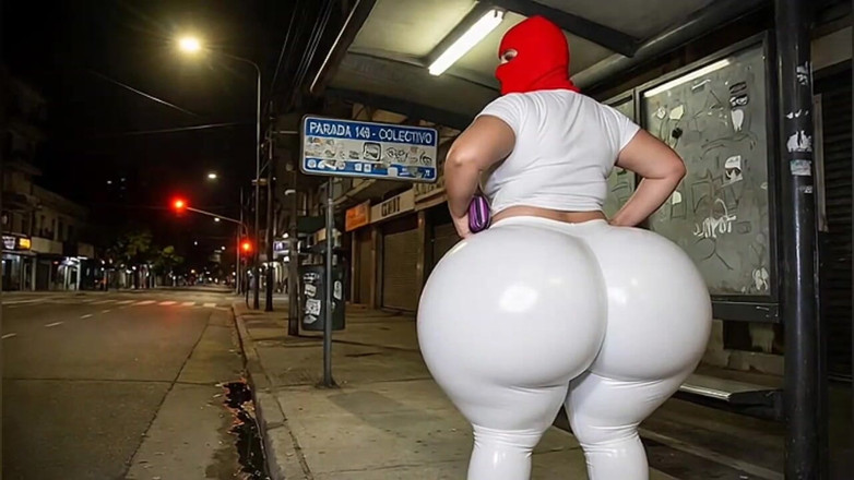 Animate golden: La ragazza con culo grosso in leggings bianchi attillati viene...