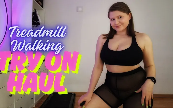Tina Angel: Trying on Sheer Shorts &amp; Walking on Treadmill in Sneakers While...