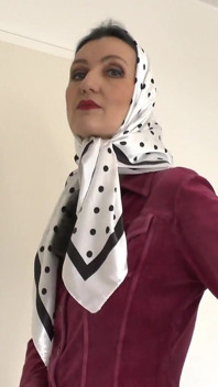 Demonstration of Beautiful Satin Headscarves, JOI, Lady Victoria Valente