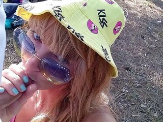 Bikeyeva Sasha: Kinky selfie - quick fuck in the forest. Blowjob, ass licking,...