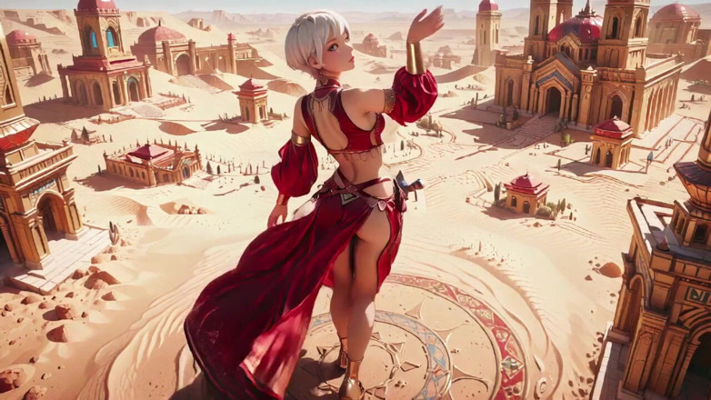 Seraphina Vale: Desert Fantasy! Silver-haired Saintess's Private Dance in the Red-gold Palace,...