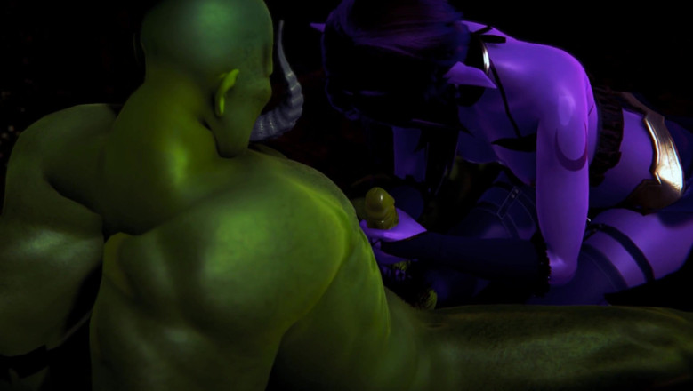 Waifu club 3D: Elf jerking off big green cock