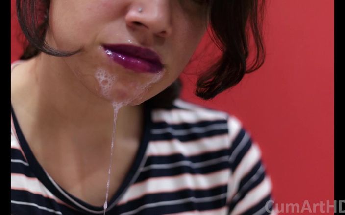 TheArtOfCum: Foto-diavoorstelling #2 - violette lippen - cfnm druipt van sperma en klaarkomen op...