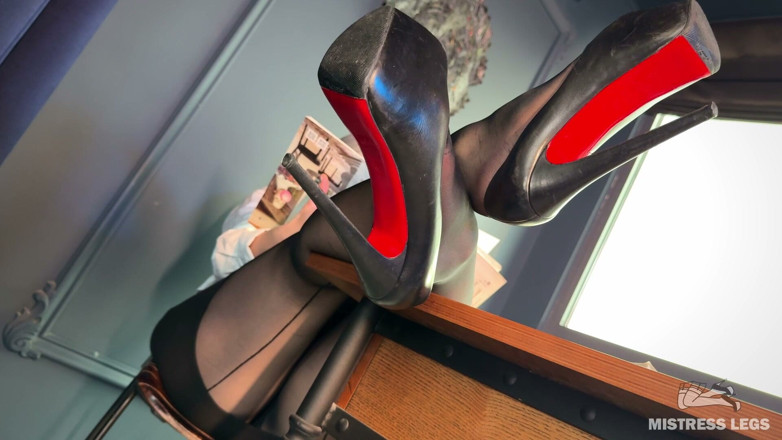 Mistress Legs: Boss Lady Ignores You While Her Torn Nylons Rest on...