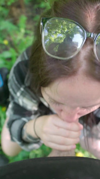 Outdoor Fun with Nerdy Girl in Glasses