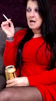 Lady in Red Smoking Cougar
