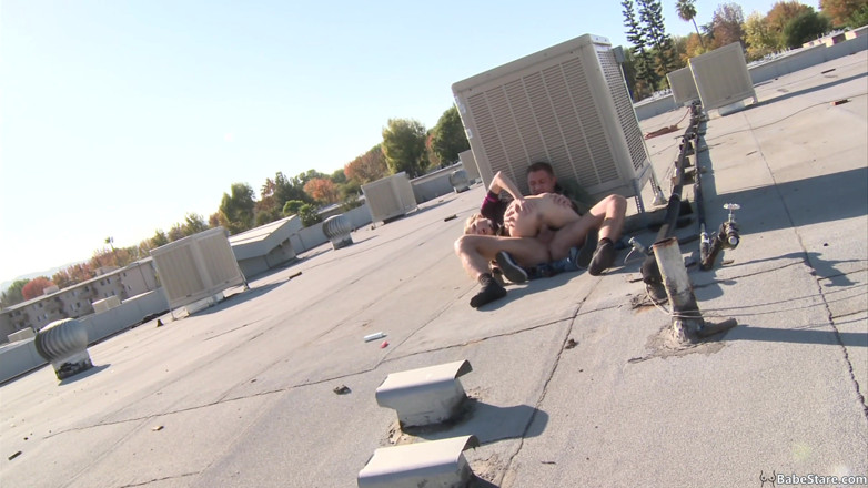 Babe Stare: Teens go to the rooftop to have sneaky sex