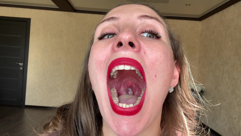 Hottie goddess: Uvula ludahin close-up pov