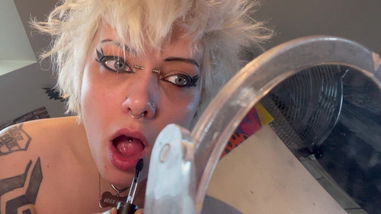 Glitterqueen1999: Goth Girl Glitterqueen1999 Ignores You Whilst She Applies Her Makeup,...