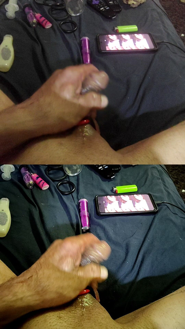 MRTHICK69: Masterbating with Cock Rings in Two Screens