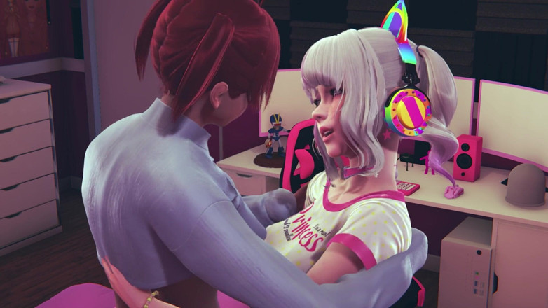 Waifu club 3D: Gamer girl fucks new redhead girlfriend