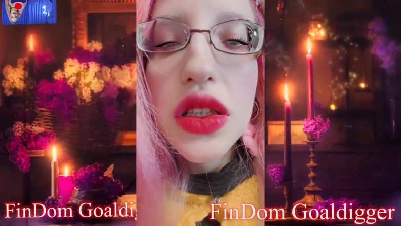 FinDom Goaldigger: Jerking off goof transformation for big red lips