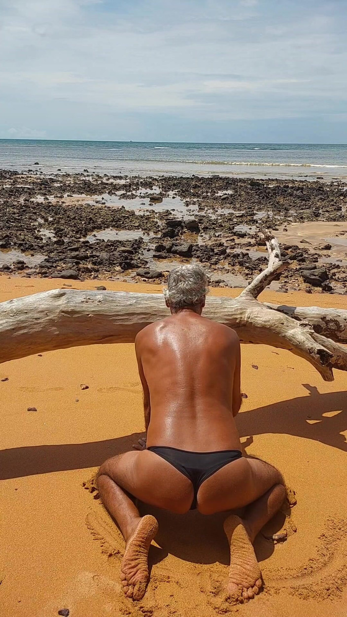 Ladysilvas: Ladysilva Femboy on the Beach Showing off Her Panty Ass