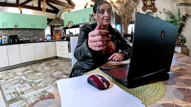 MilfyCalla: Dominant Biker Leather MILF Inflatable Office Fantasy. Beach Balls, Oral,...
