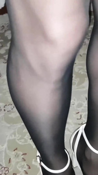 Dani on Bed in Black Pantyhose Showing off Curvy Legs and Ass