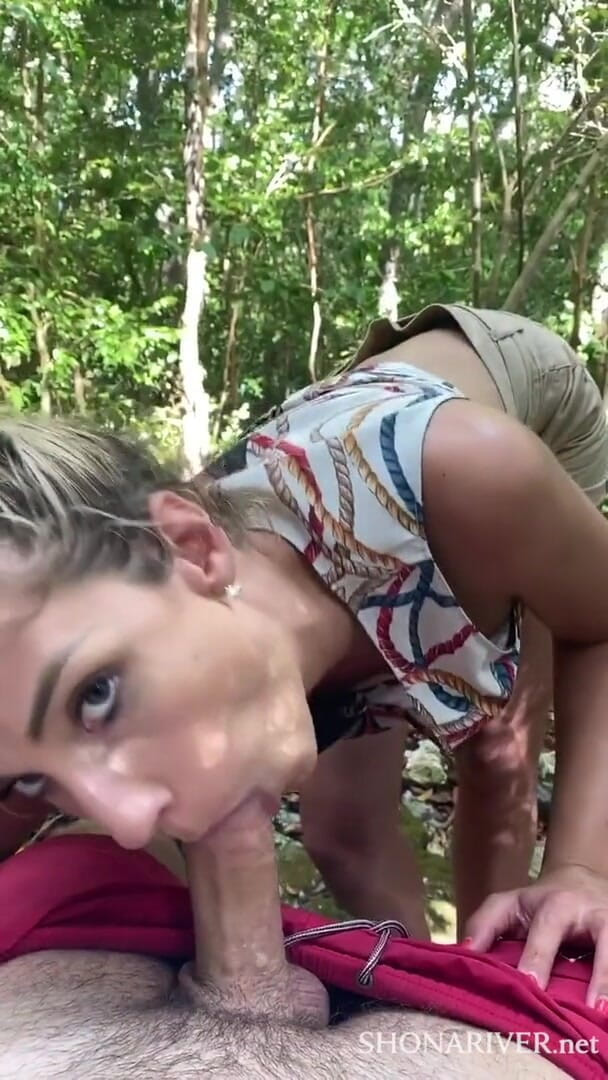 Shona River: Horny blondie is fucking in public
