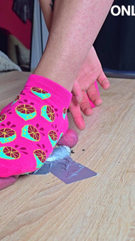 Boots and Cute Pink Socks CBT Cock Trampling on Cockbox, Amateur Femdom Jozi Trample