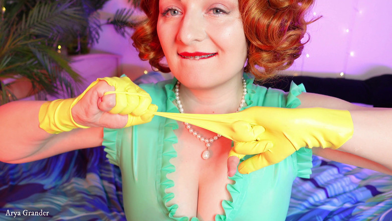 Arya Grander: Strappare i vestiti: strappare lattice e guanti gialli Arya Grander