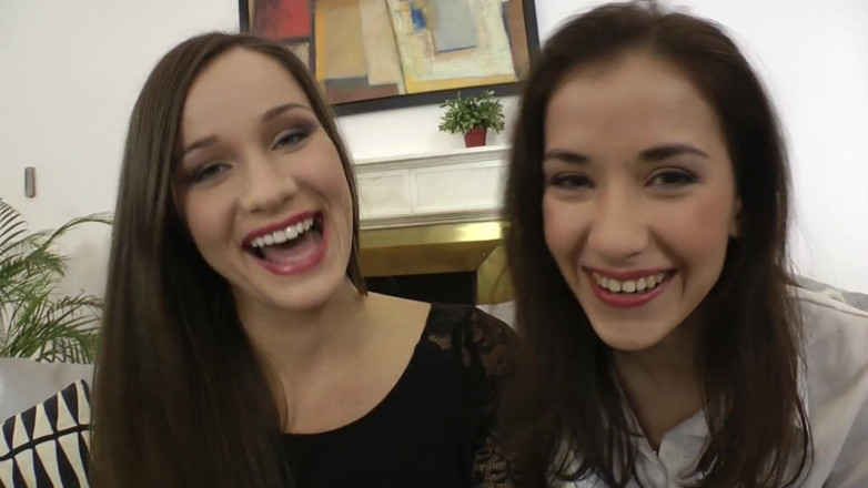 European fresh porn: Two Leggy Brunettes Enjoy Hardcore Anal Threesome