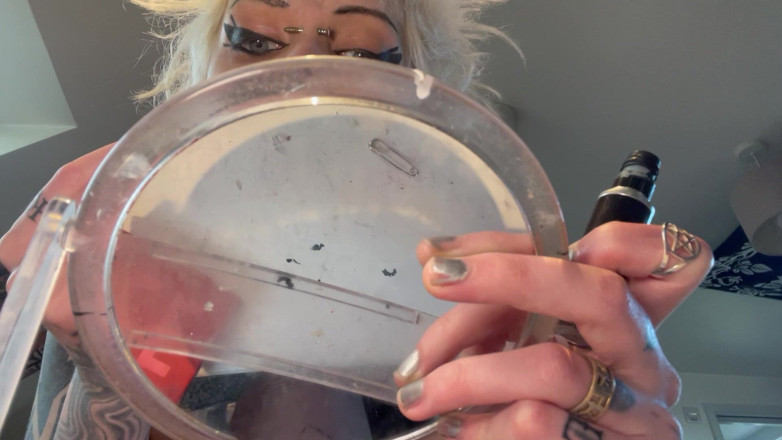 Glitterqueen1999: Goth Girl Glitterqueen1999 Ignores You Whilst She Applies Her Makeup,...