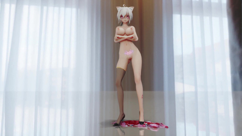 MikuMotion: Crema de chocolate Cheongsam; Medias negras; Tacones altos de sol...