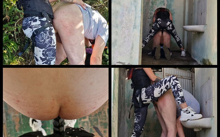 Dominatrix Nika: Pegging v křoví v přírodě u železnice a pegging v technické...