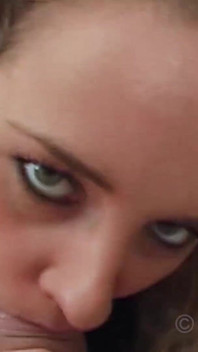 Katja gives nice blowy and swallows cum on her casting
