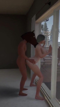 A mask guy fucks girl in front of the window